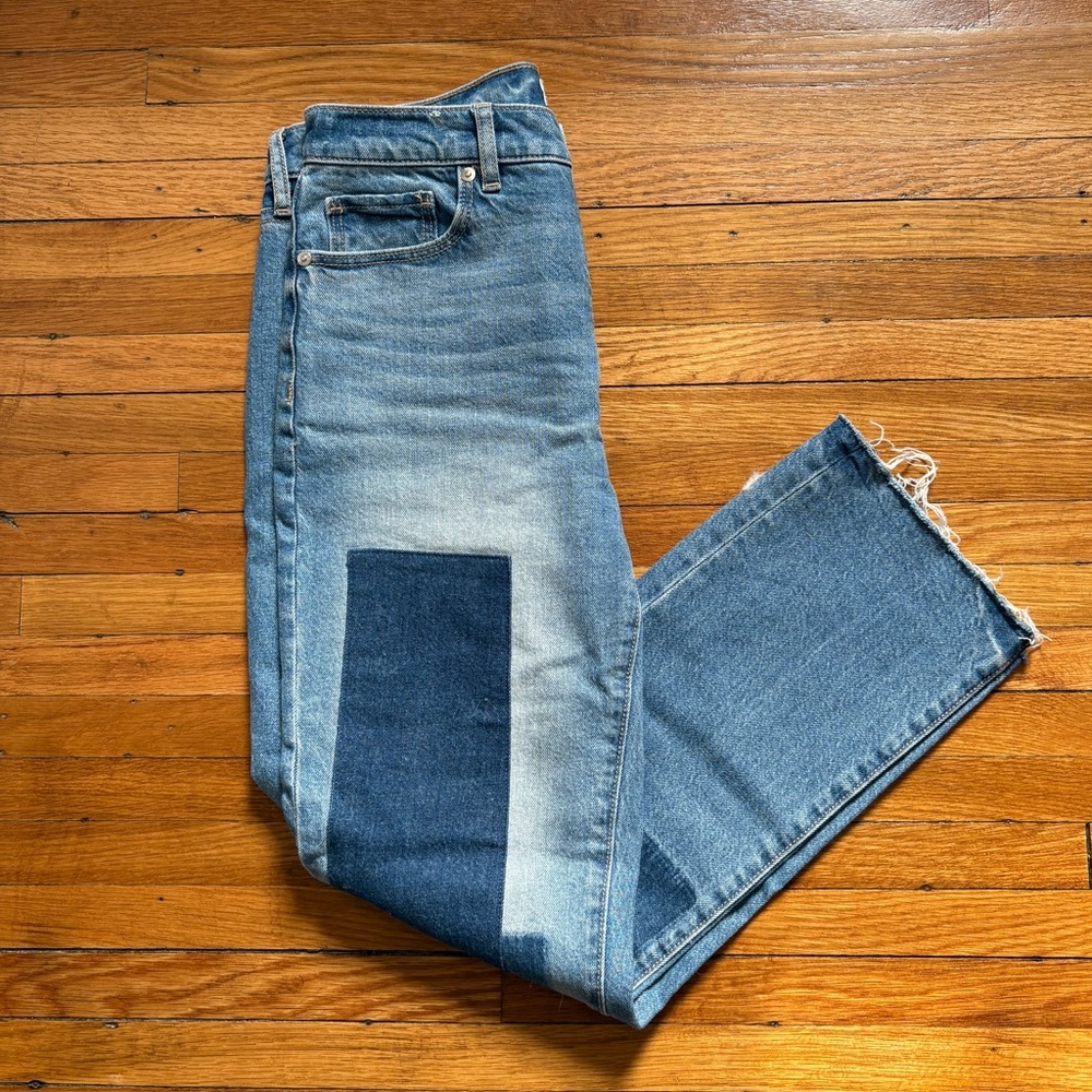 Blue Patchwork Slim/Straight Jeans